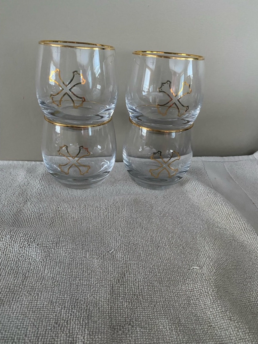 Bumbu Rum Cocktail Glasses Set of 4 Vintage Gold Trim Glasses